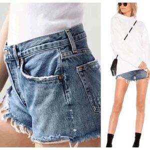 AGOLDE Parker Cut Off denim Shorts Distressed Button Fly High Rise Size 25